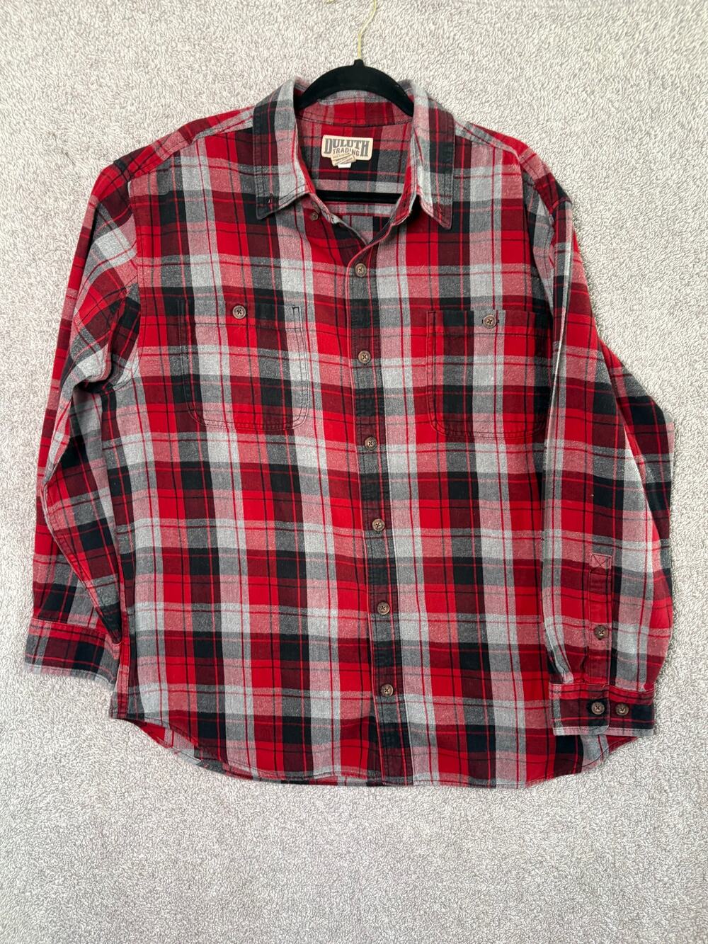 Duluth Trading Co Men's XL Plaid Flannel Shirt Red Cotton